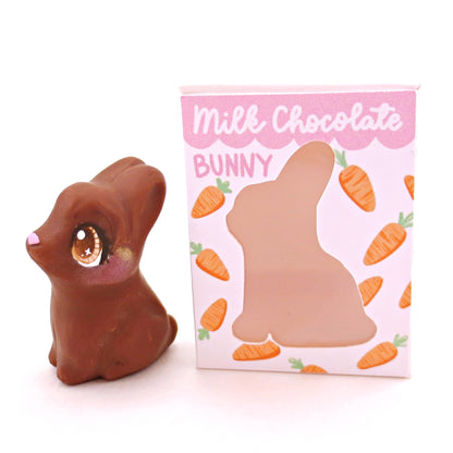 Milk Chocolate Bunny Figurine - Polymer Clay Easter Animal Collection