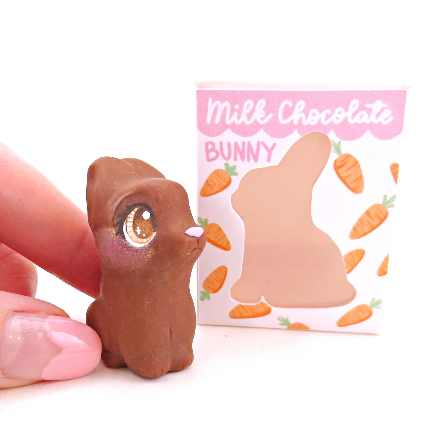 Milk Chocolate Bunny Figurine - Polymer Clay Easter Animal Collection