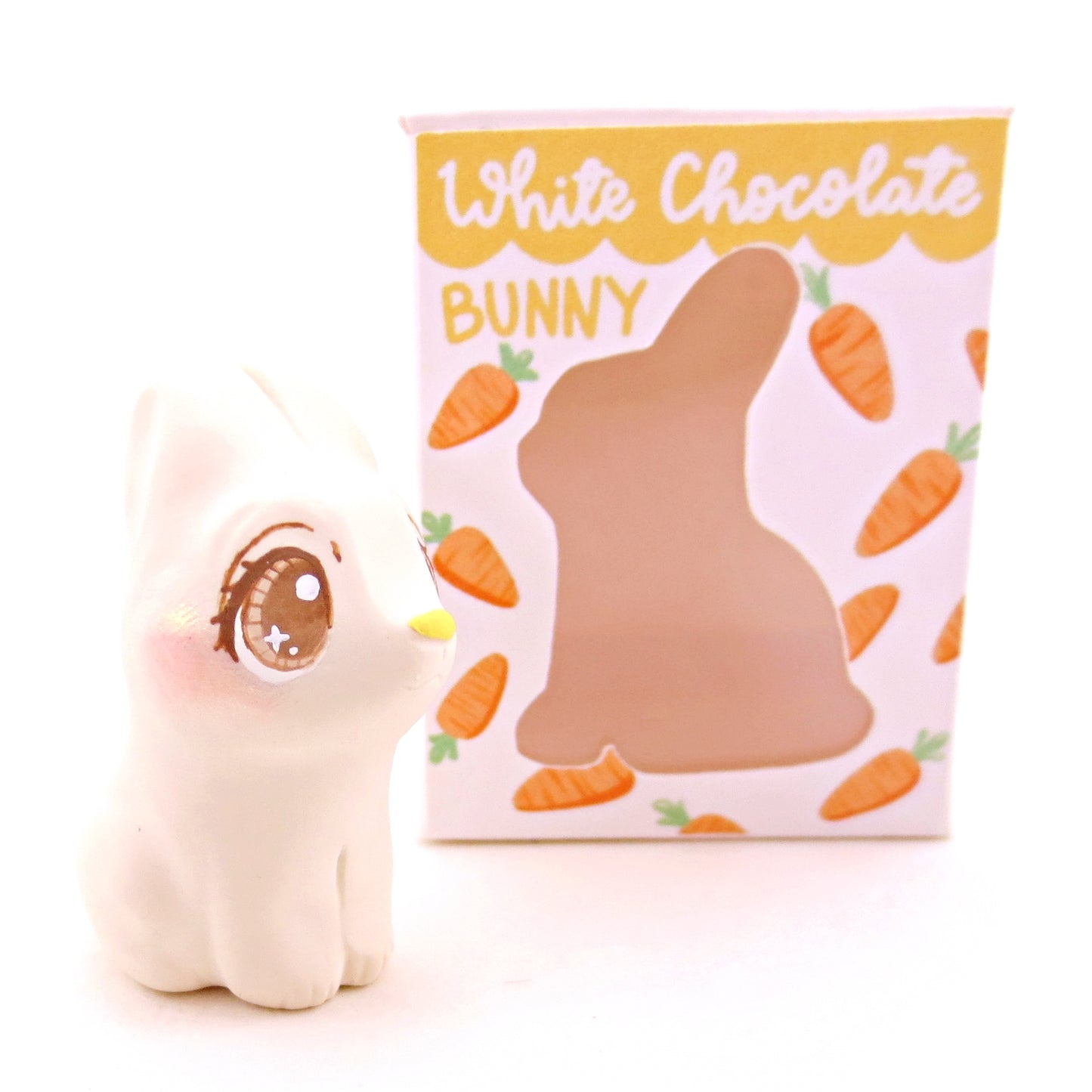 White Chocolate Bunny Figurine - Polymer Clay Easter Animal Collection