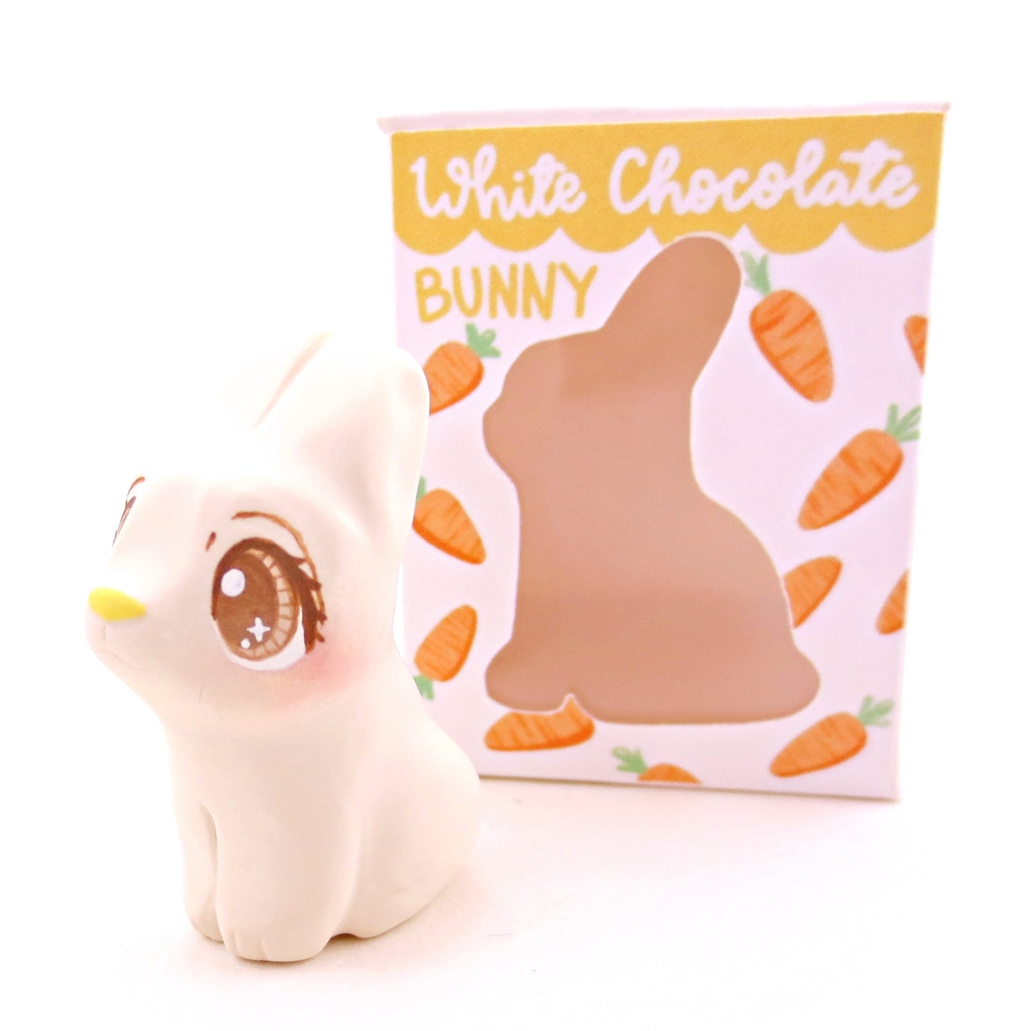 White Chocolate Bunny Figurine - Polymer Clay Easter Animal Collection