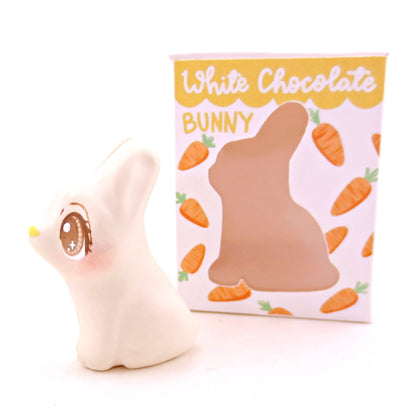 White Chocolate Bunny Figurine - Polymer Clay Easter Animal Collection