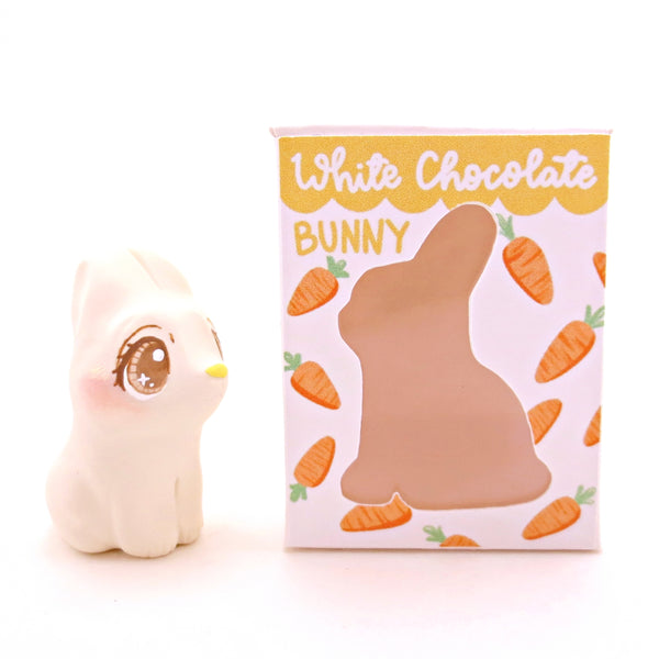 White Chocolate Bunny Figurine - Polymer Clay Easter Animal Collection