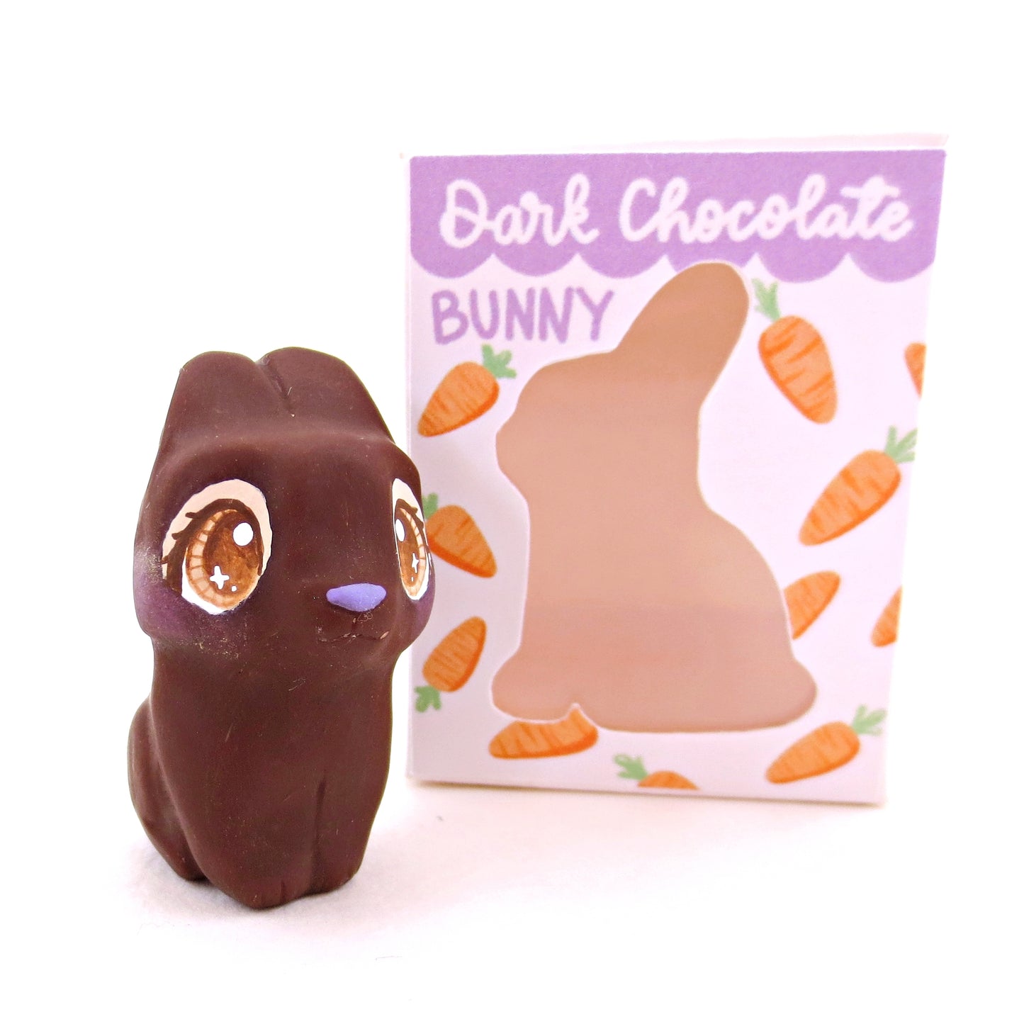 Dark Chocolate Bunny Figurine - Polymer Clay Easter Animal Collection