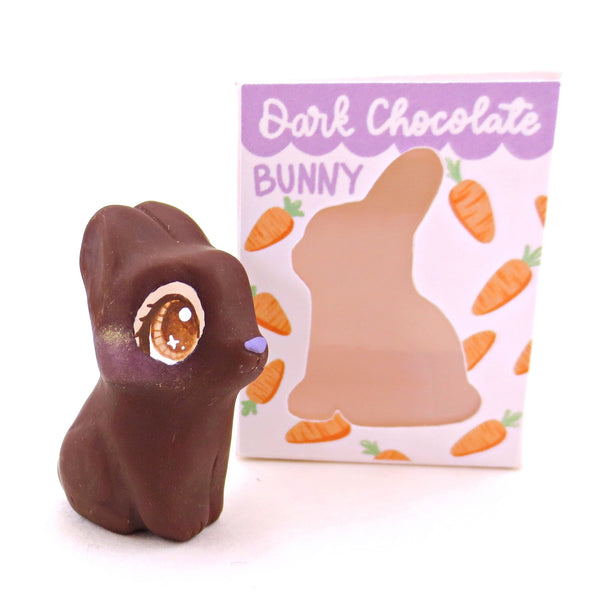 Dark Chocolate Bunny Figurine - Polymer Clay Easter Animal Collection
