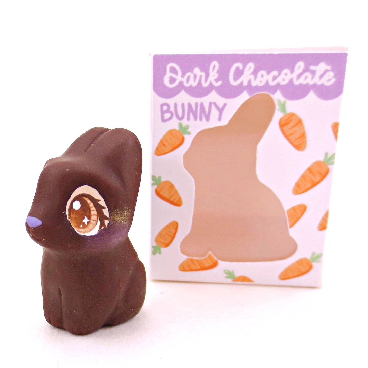 Dark Chocolate Bunny Figurine - Polymer Clay Easter Animal Collection