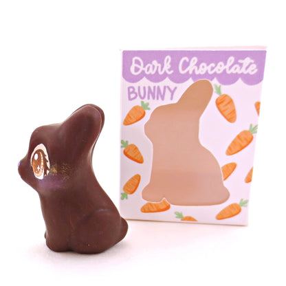 Dark Chocolate Bunny Figurine - Polymer Clay Easter Animal Collection