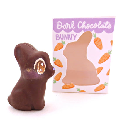 Dark Chocolate Bunny Figurine - Polymer Clay Easter Animal Collection