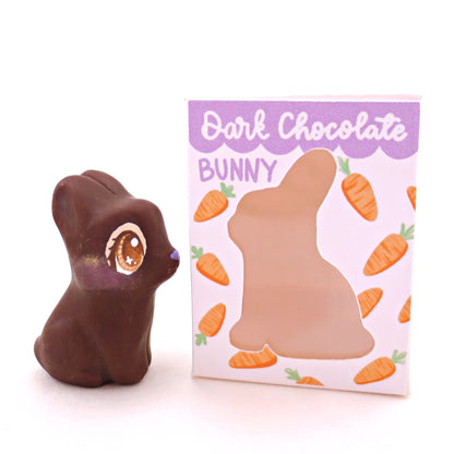 Dark Chocolate Bunny Figurine - Polymer Clay Easter Animal Collection