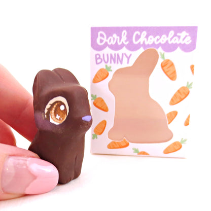 Dark Chocolate Bunny Figurine - Polymer Clay Easter Animal Collection