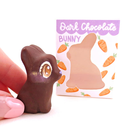 Dark Chocolate Bunny Figurine - Polymer Clay Easter Animal Collection