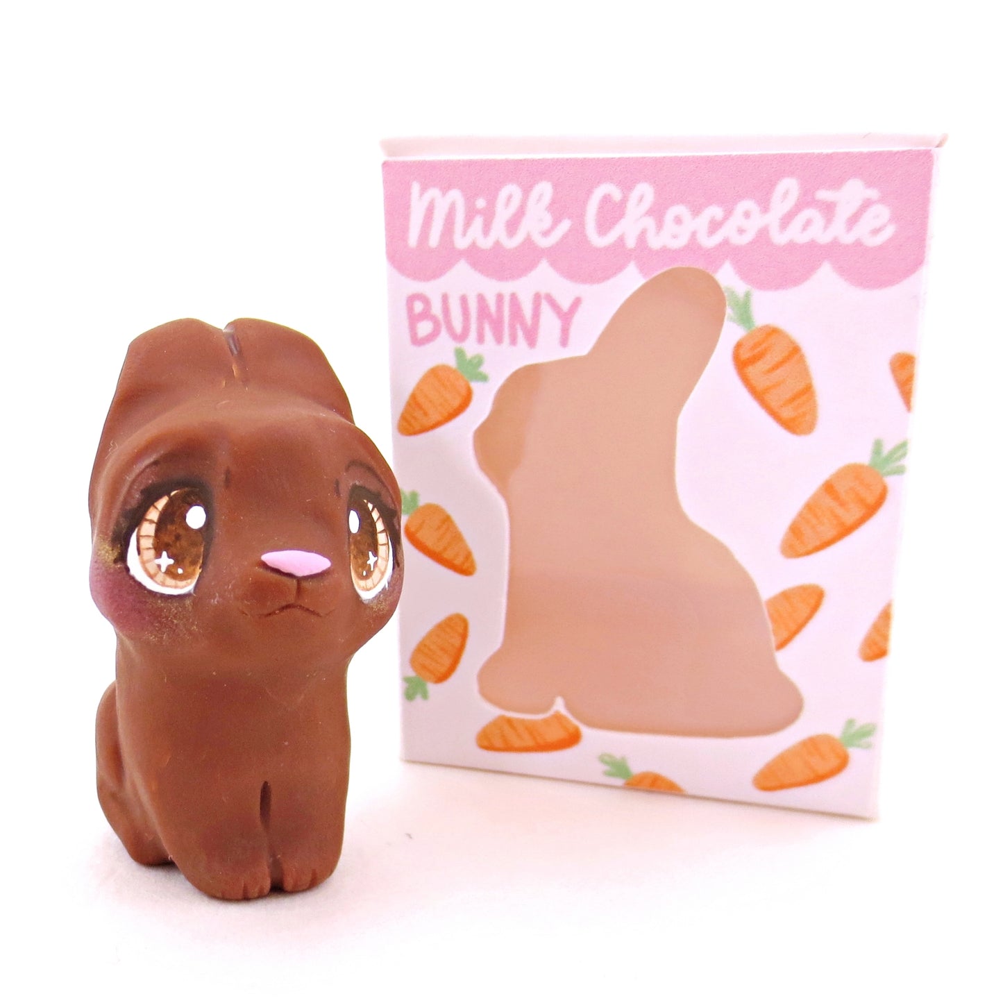 Milk Chocolate Bunny Figurine - Polymer Clay Easter Animal Collection