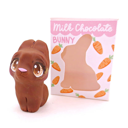 Milk Chocolate Bunny Figurine - Polymer Clay Easter Animal Collection