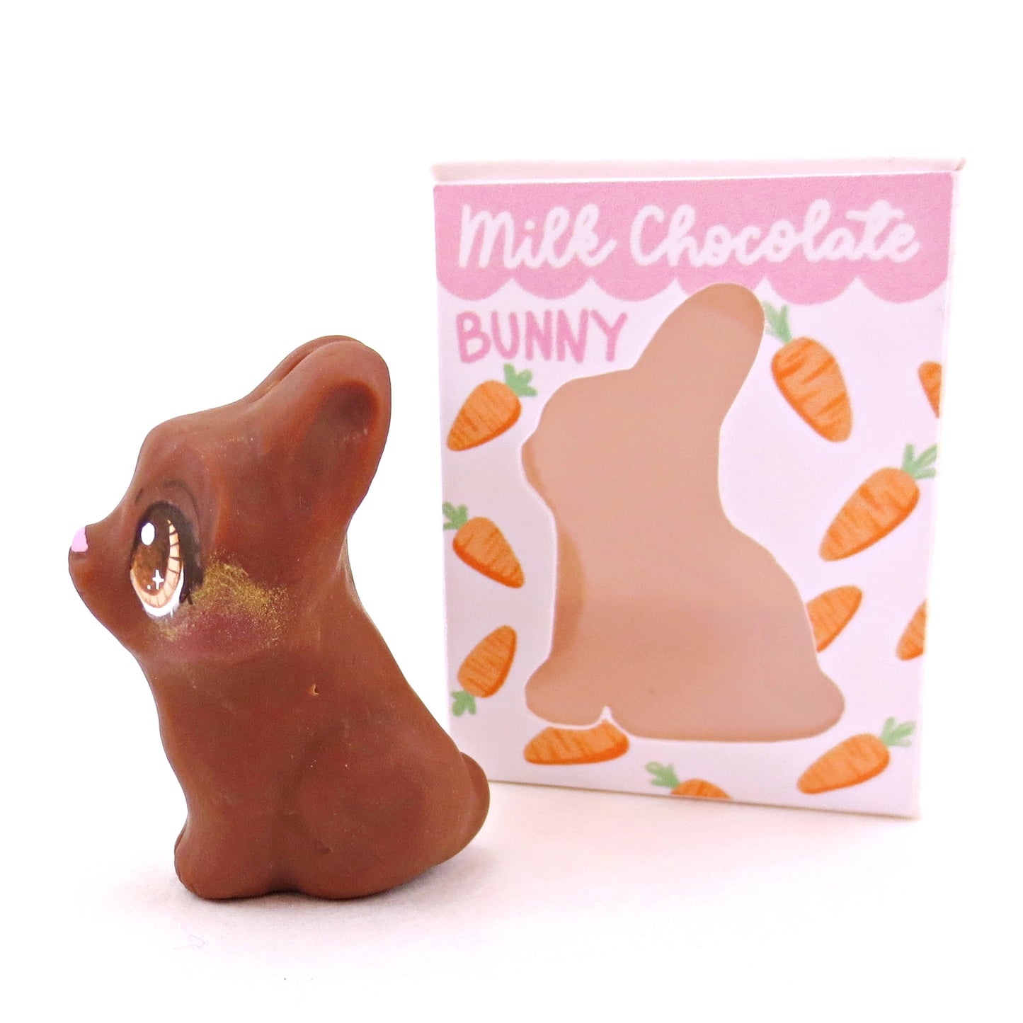 Milk Chocolate Bunny Figurine - Polymer Clay Easter Animal Collection