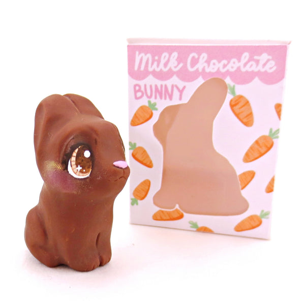 Milk Chocolate Bunny Figurine - Polymer Clay Easter Animal Collection
