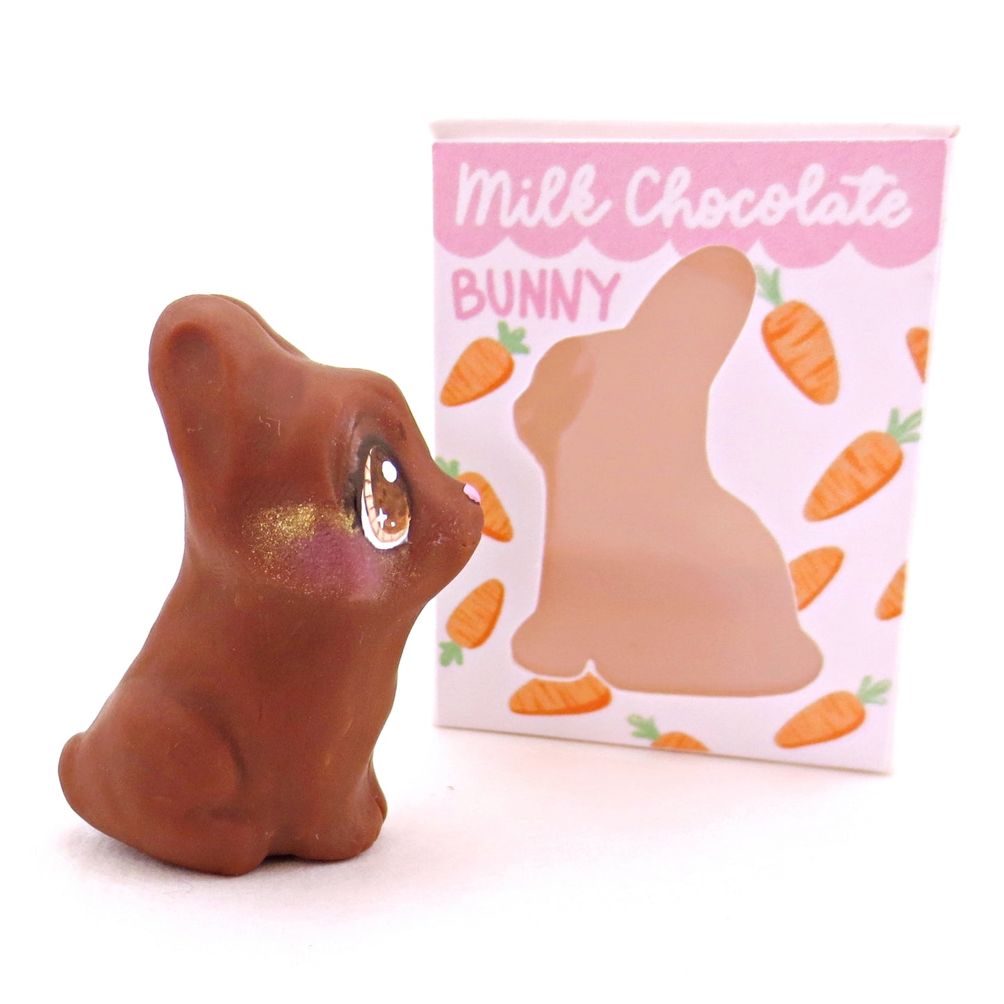 Milk Chocolate Bunny Figurine - Polymer Clay Easter Animal Collection