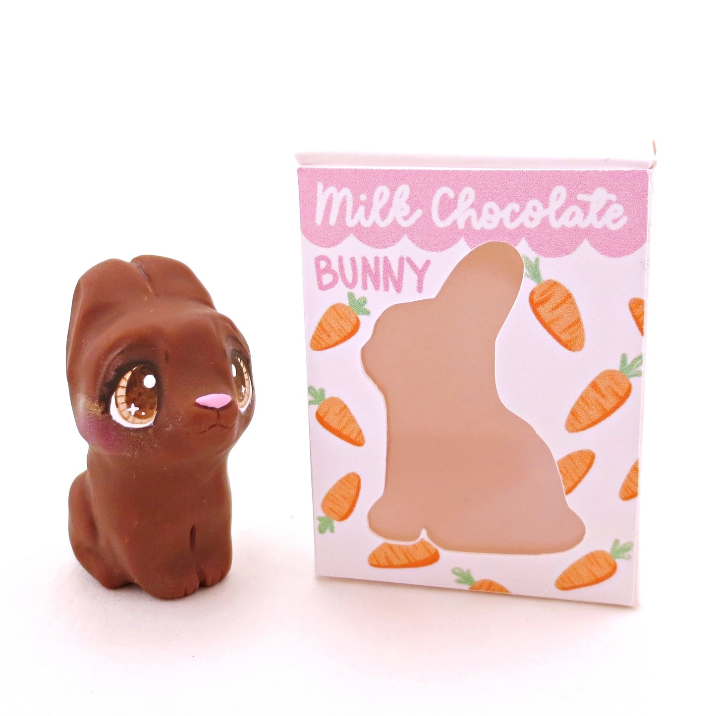 Milk Chocolate Bunny Figurine - Polymer Clay Easter Animal Collection