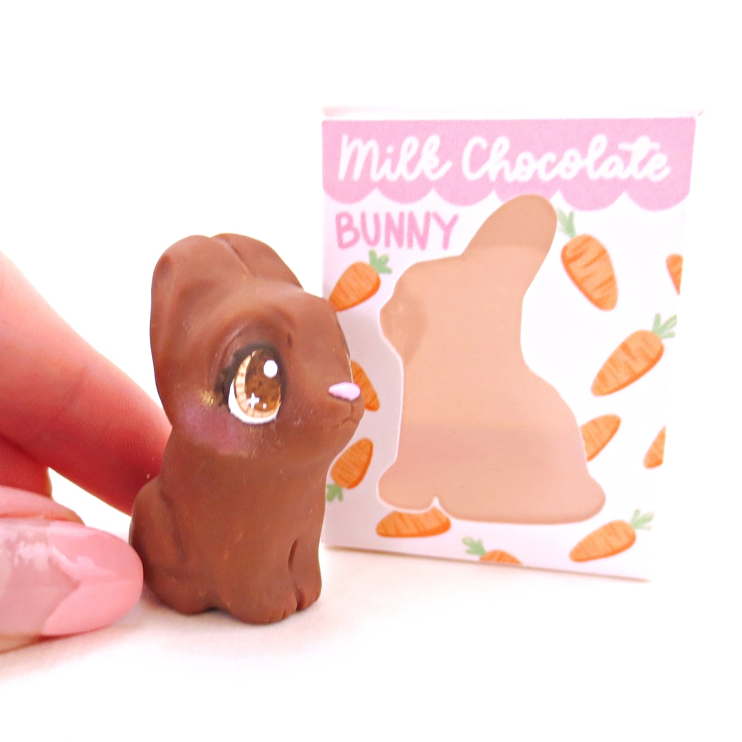 Milk Chocolate Bunny Figurine - Polymer Clay Easter Animal Collection