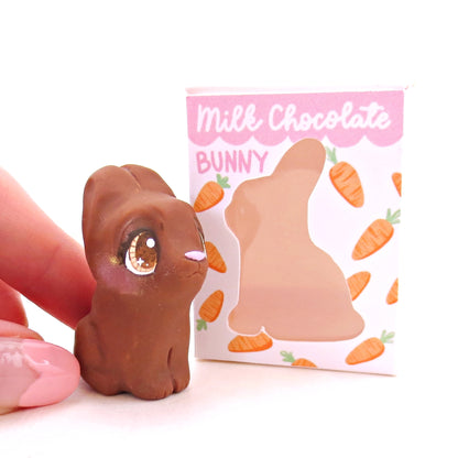 Milk Chocolate Bunny Figurine - Polymer Clay Easter Animal Collection