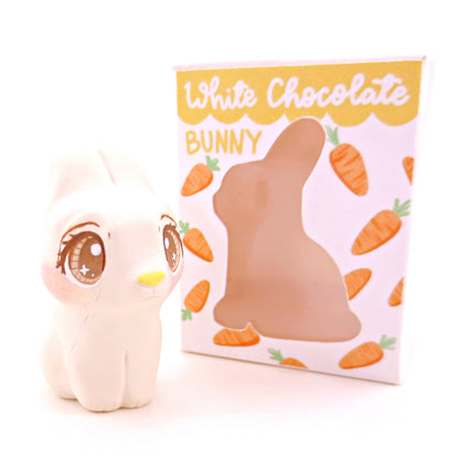 White Chocolate Bunny Figurine - Polymer Clay Easter Animal Collection