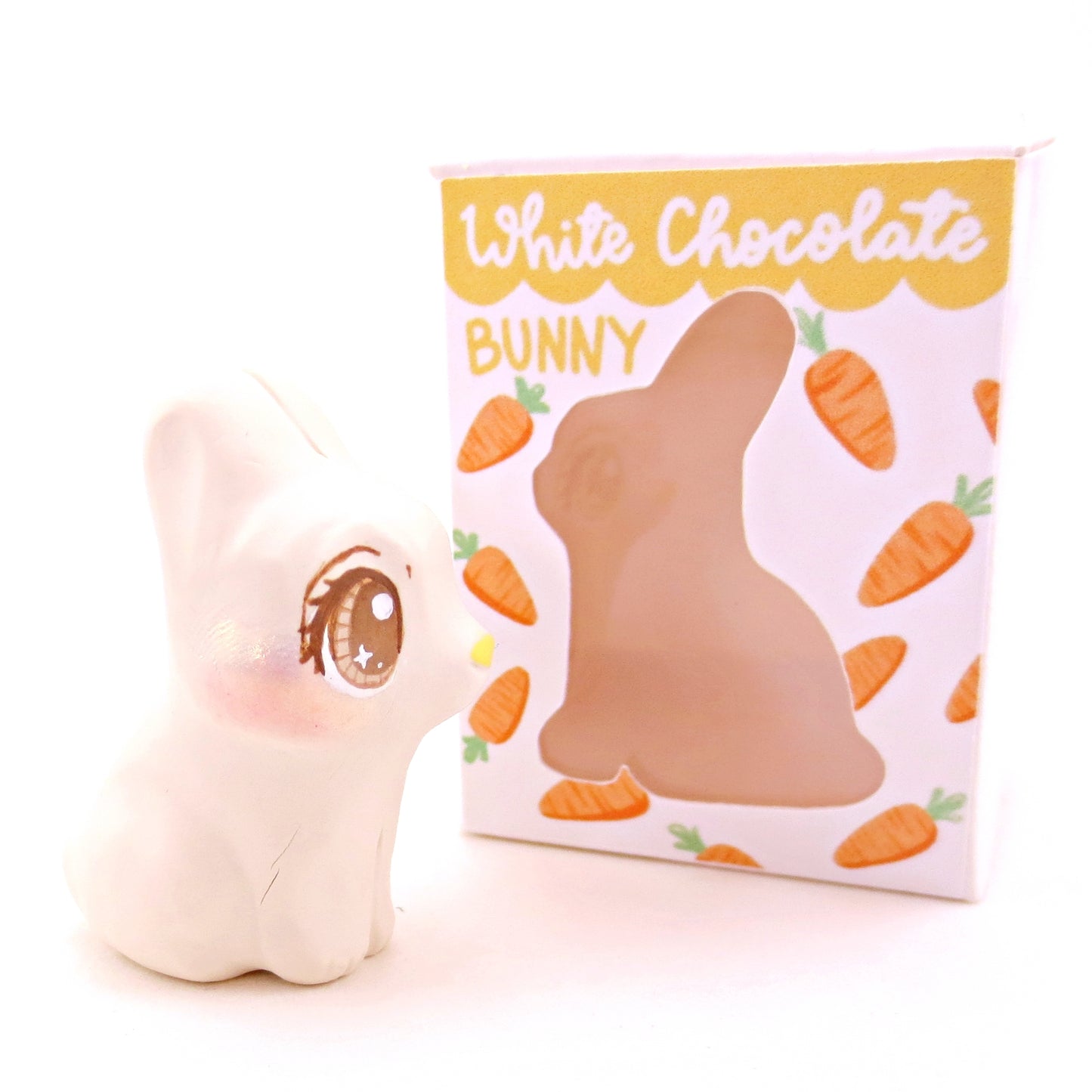 White Chocolate Bunny Figurine - Polymer Clay Easter Animal Collection