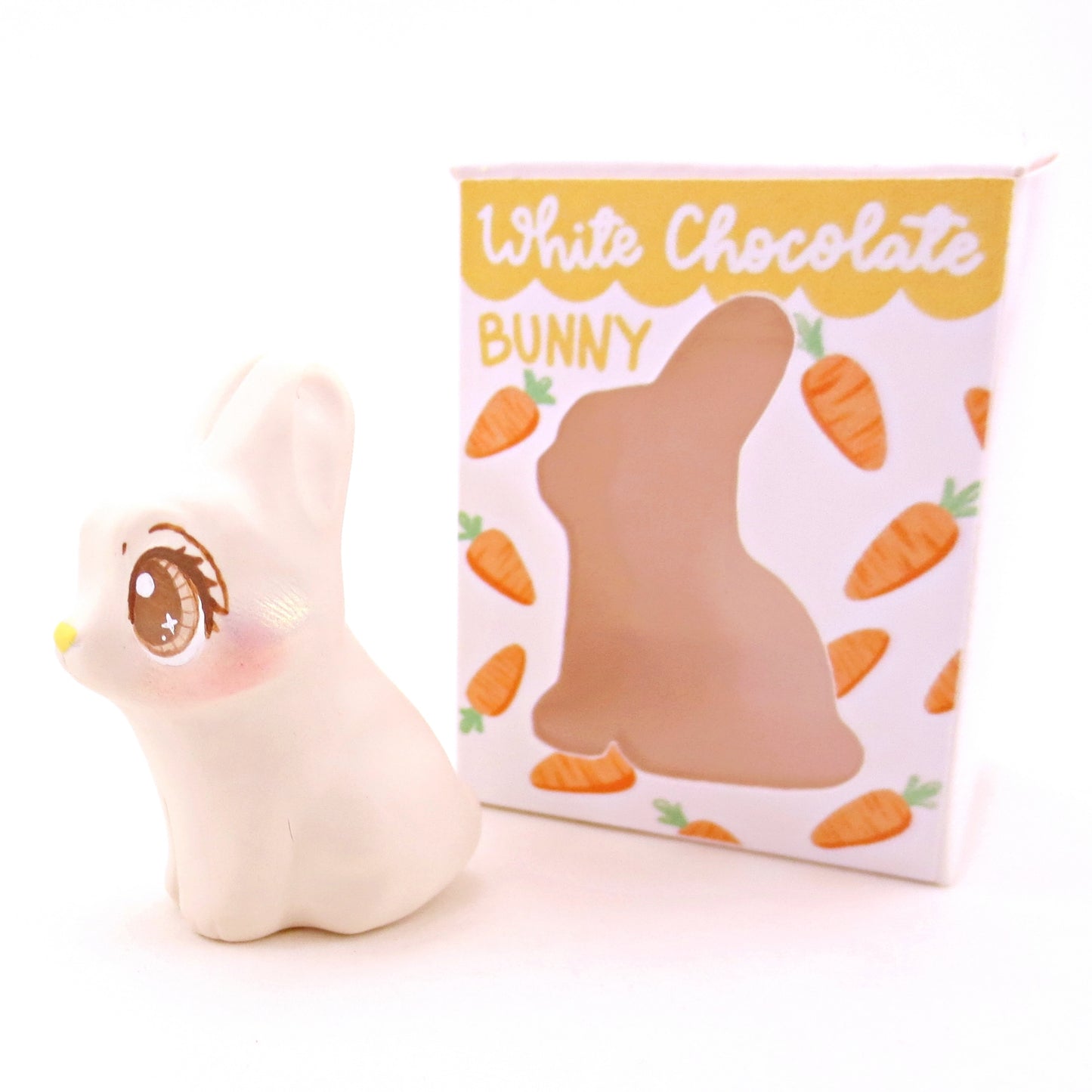 White Chocolate Bunny Figurine - Polymer Clay Easter Animal Collection