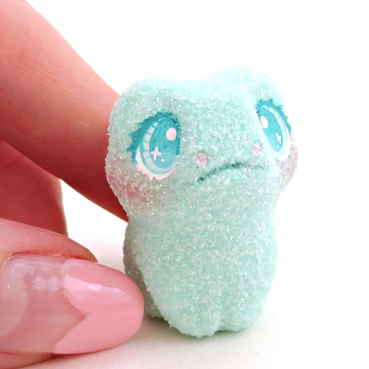 Glitter "Marshmallow" Frog Figurine - Polymer Clay Easter Animal Collection