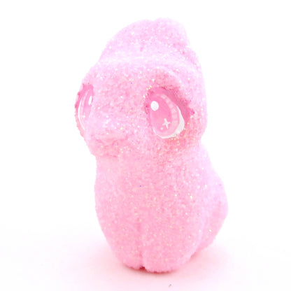 Pink Glitter "Marshmallow" Bunny Figurine - Polymer Clay Easter Animal Collection