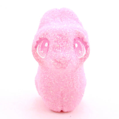 Pink Glitter "Marshmallow" Bunny Figurine - Polymer Clay Easter Animal Collection