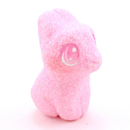 Pink Glitter "Marshmallow" Bunny Figurine - Polymer Clay Easter Animal Collection