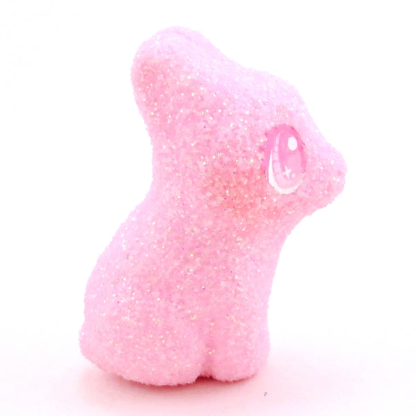 Pink Glitter "Marshmallow" Bunny Figurine - Polymer Clay Easter Animal Collection