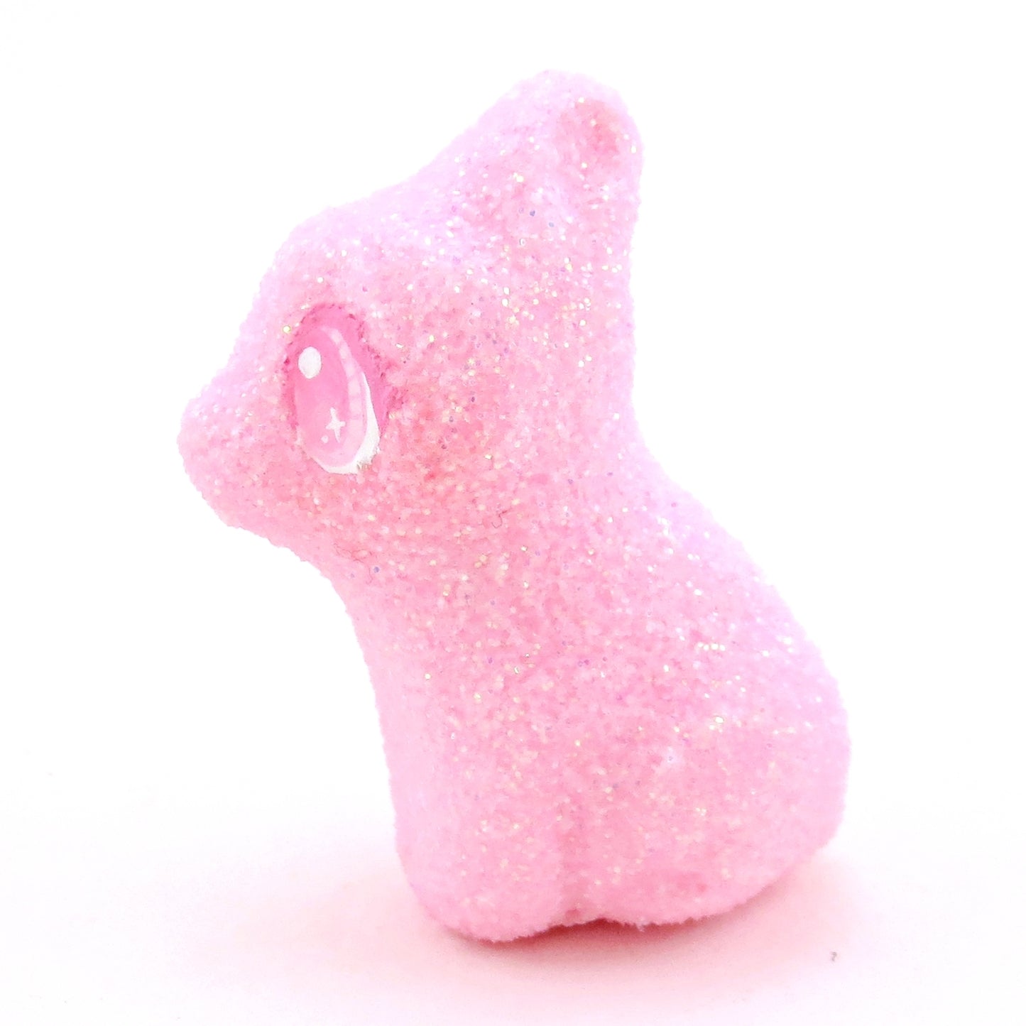 Pink Glitter "Marshmallow" Bunny Figurine - Polymer Clay Easter Animal Collection