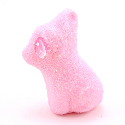 Pink Glitter "Marshmallow" Bunny Figurine - Polymer Clay Easter Animal Collection