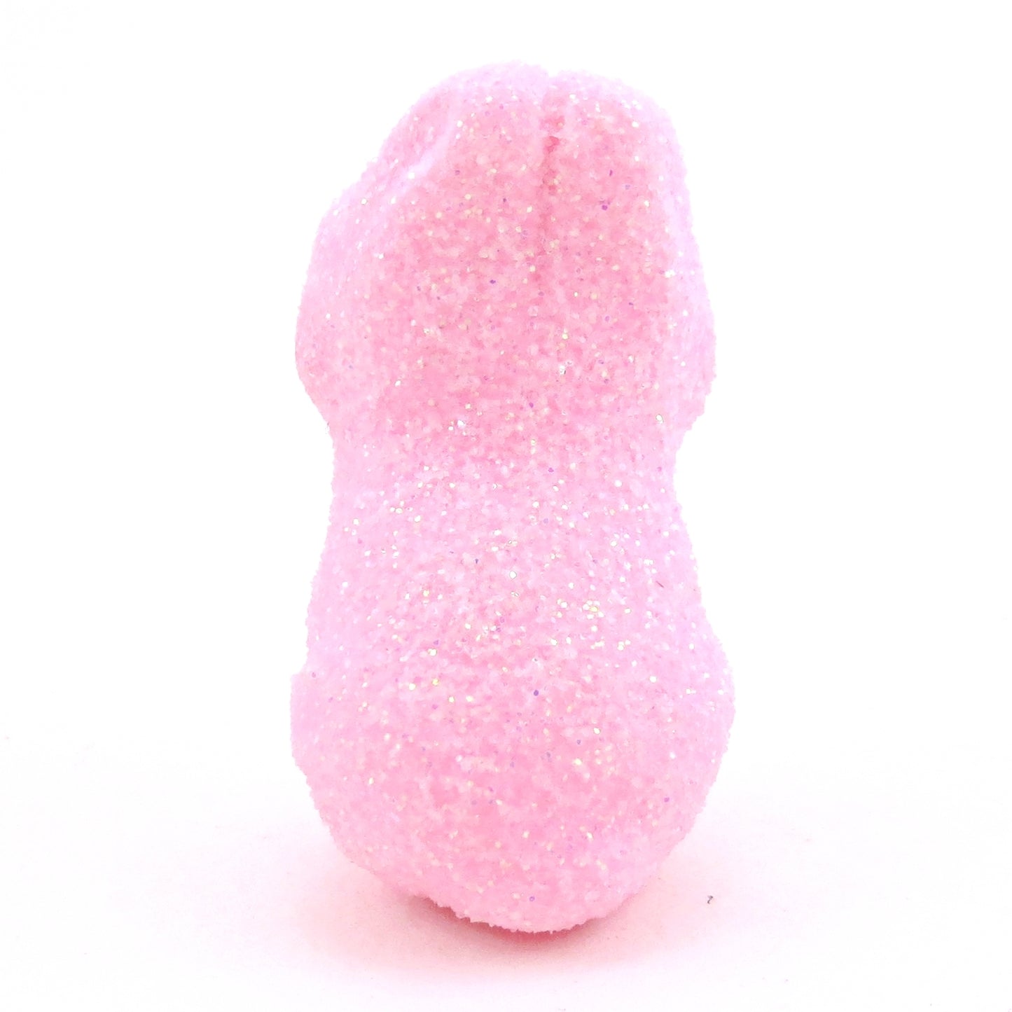 Pink Glitter "Marshmallow" Bunny Figurine - Polymer Clay Easter Animal Collection