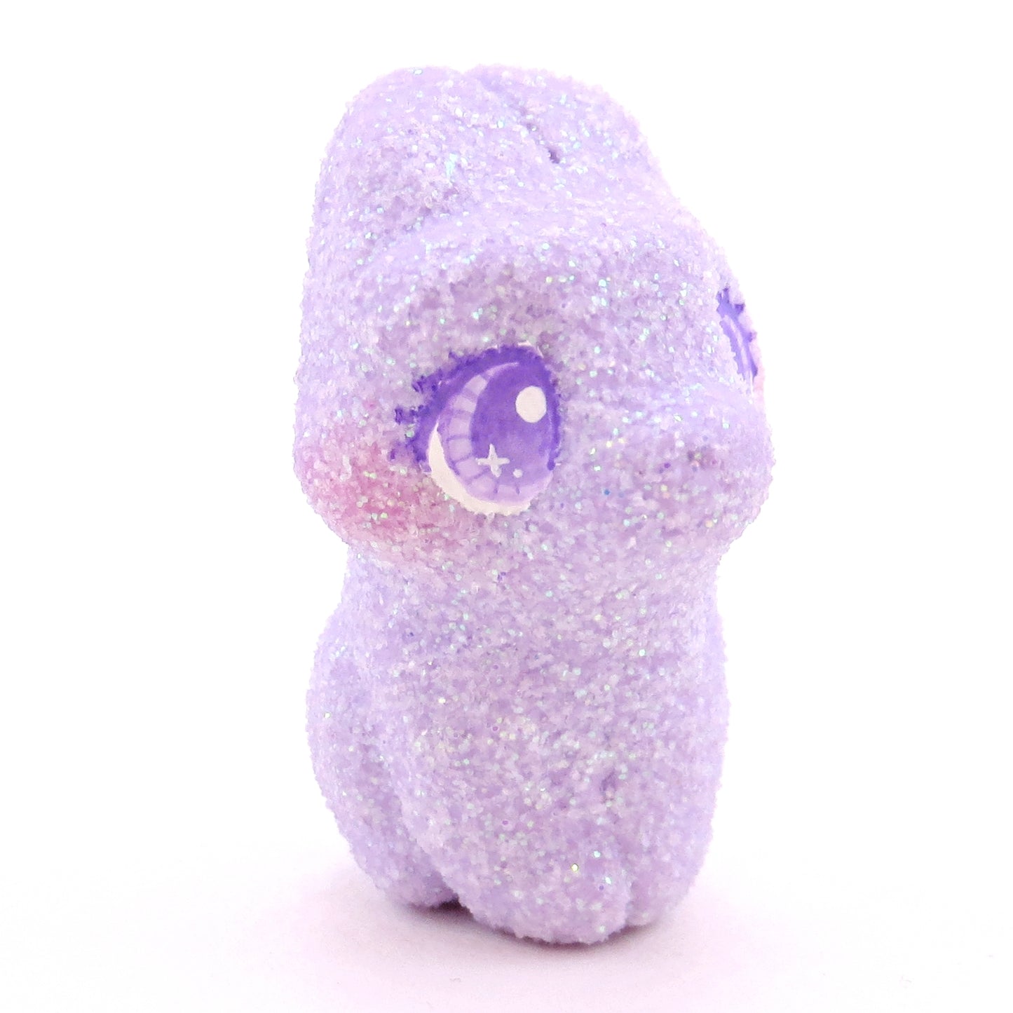 Purple Glitter "Marshmallow" Bunny Figurine - Polymer Clay Easter Animal Collection