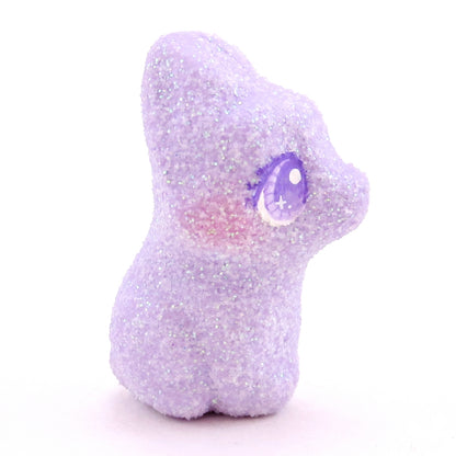 Purple Glitter "Marshmallow" Bunny Figurine - Polymer Clay Easter Animal Collection