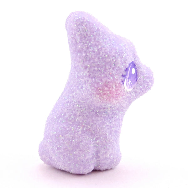Purple Glitter "Marshmallow" Bunny Figurine - Polymer Clay Easter Animal Collection