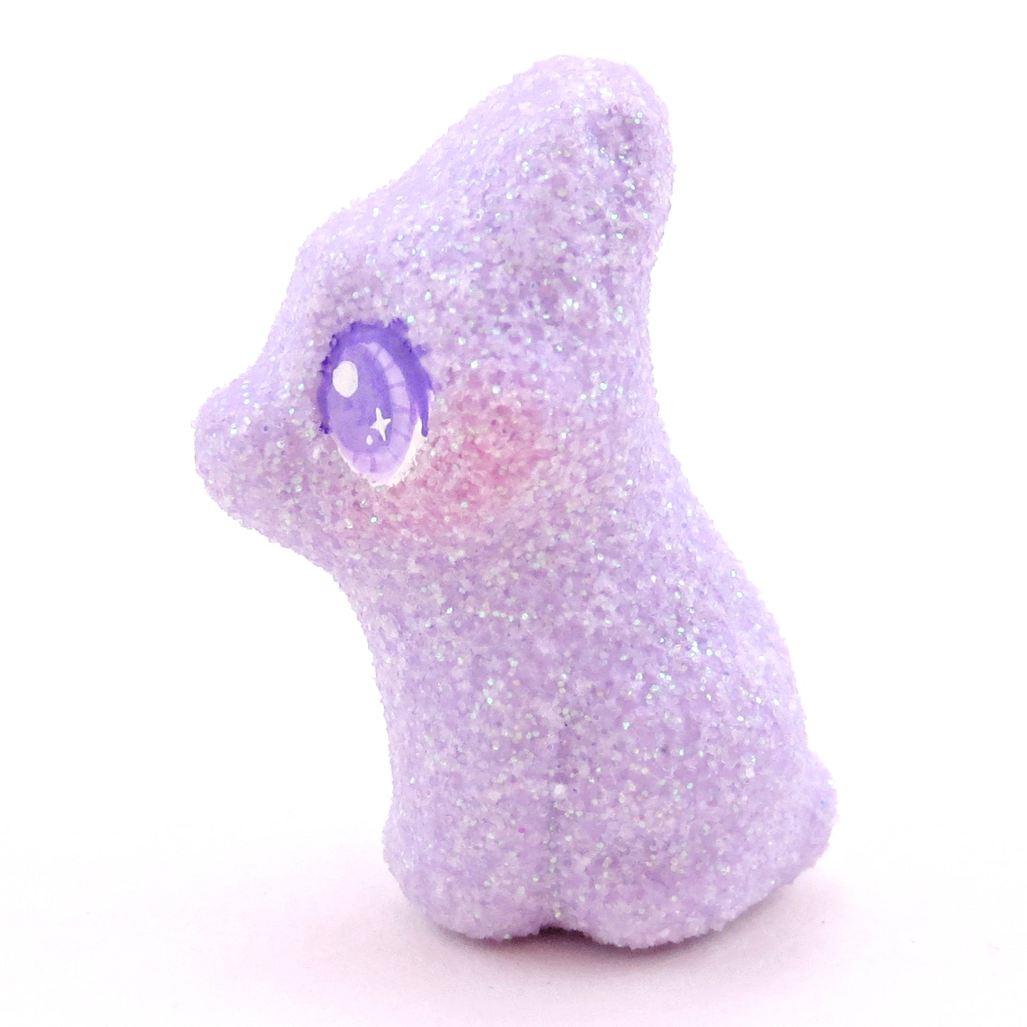 Purple Glitter "Marshmallow" Bunny Figurine - Polymer Clay Easter Animal Collection