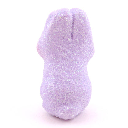 Purple Glitter "Marshmallow" Bunny Figurine - Polymer Clay Easter Animal Collection