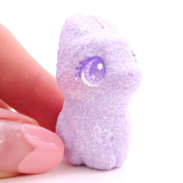 Purple Glitter "Marshmallow" Bunny Figurine - Polymer Clay Easter Animal Collection