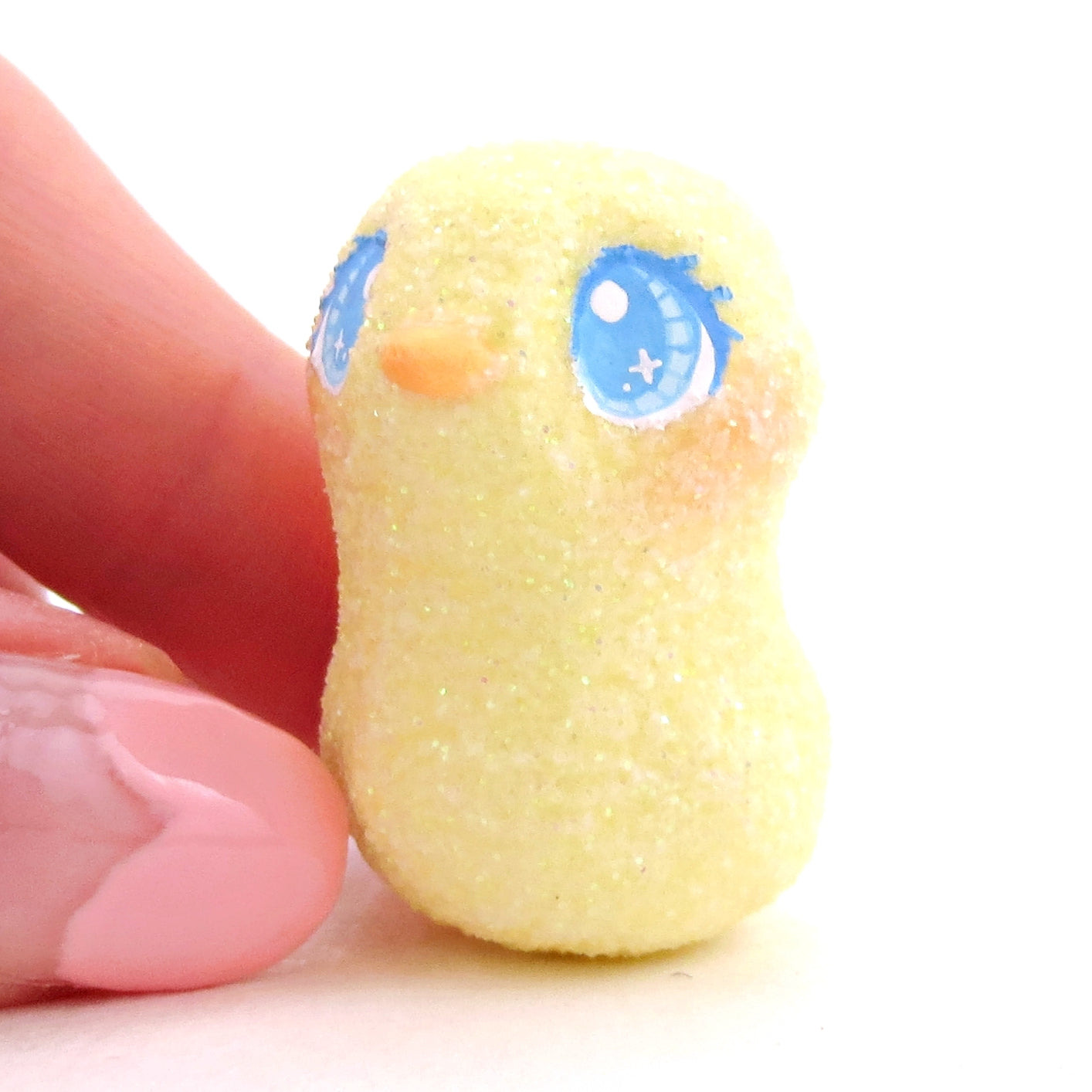 Glitter "Marshmallow" Chick Figurine - Polymer Clay Easter Animal Collection