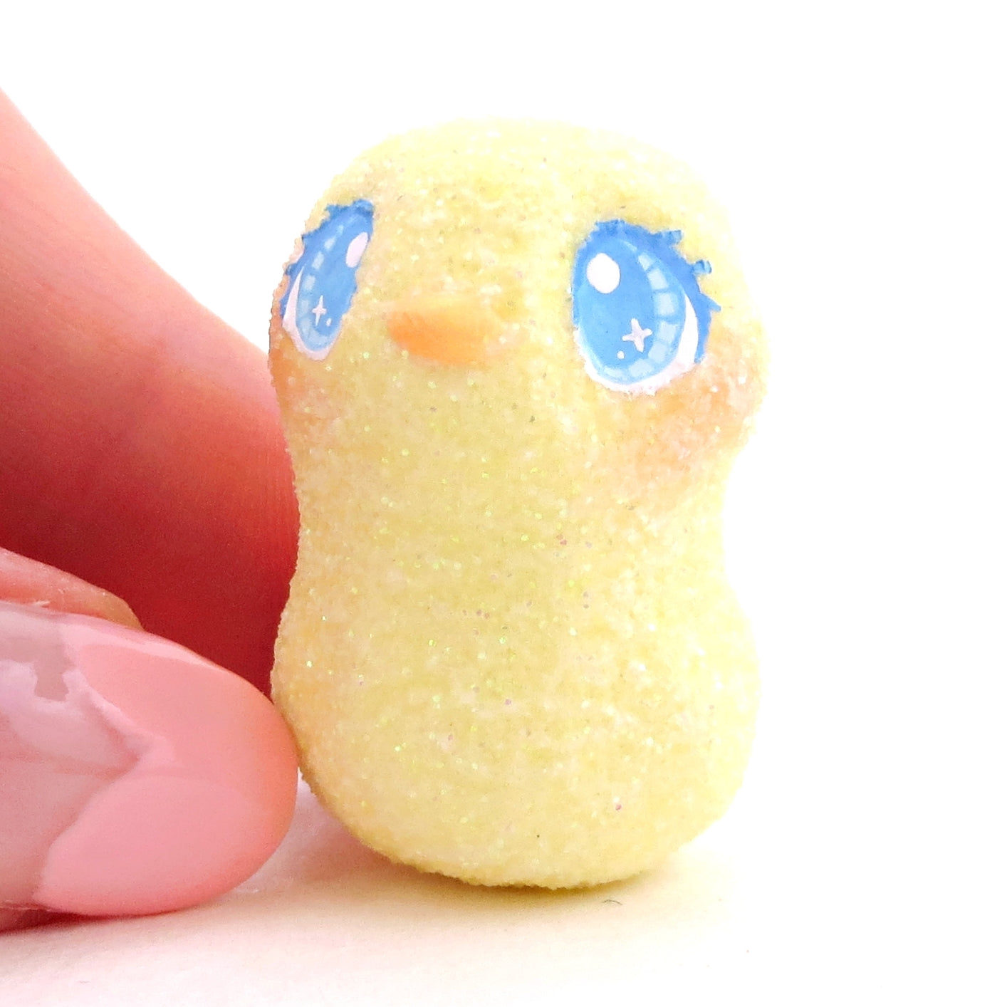 Glitter "Marshmallow" Chick Figurine - Polymer Clay Easter Animal Collection