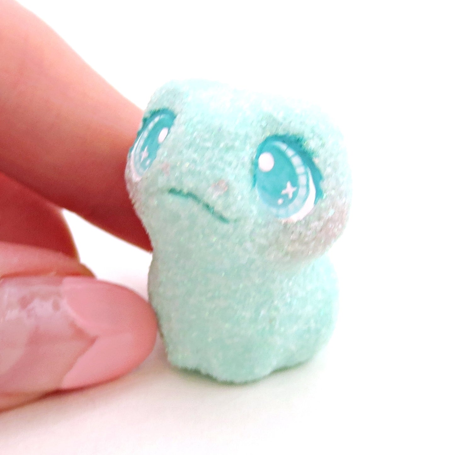 Glitter "Marshmallow" Frog Figurine - Polymer Clay Easter Animal Collection