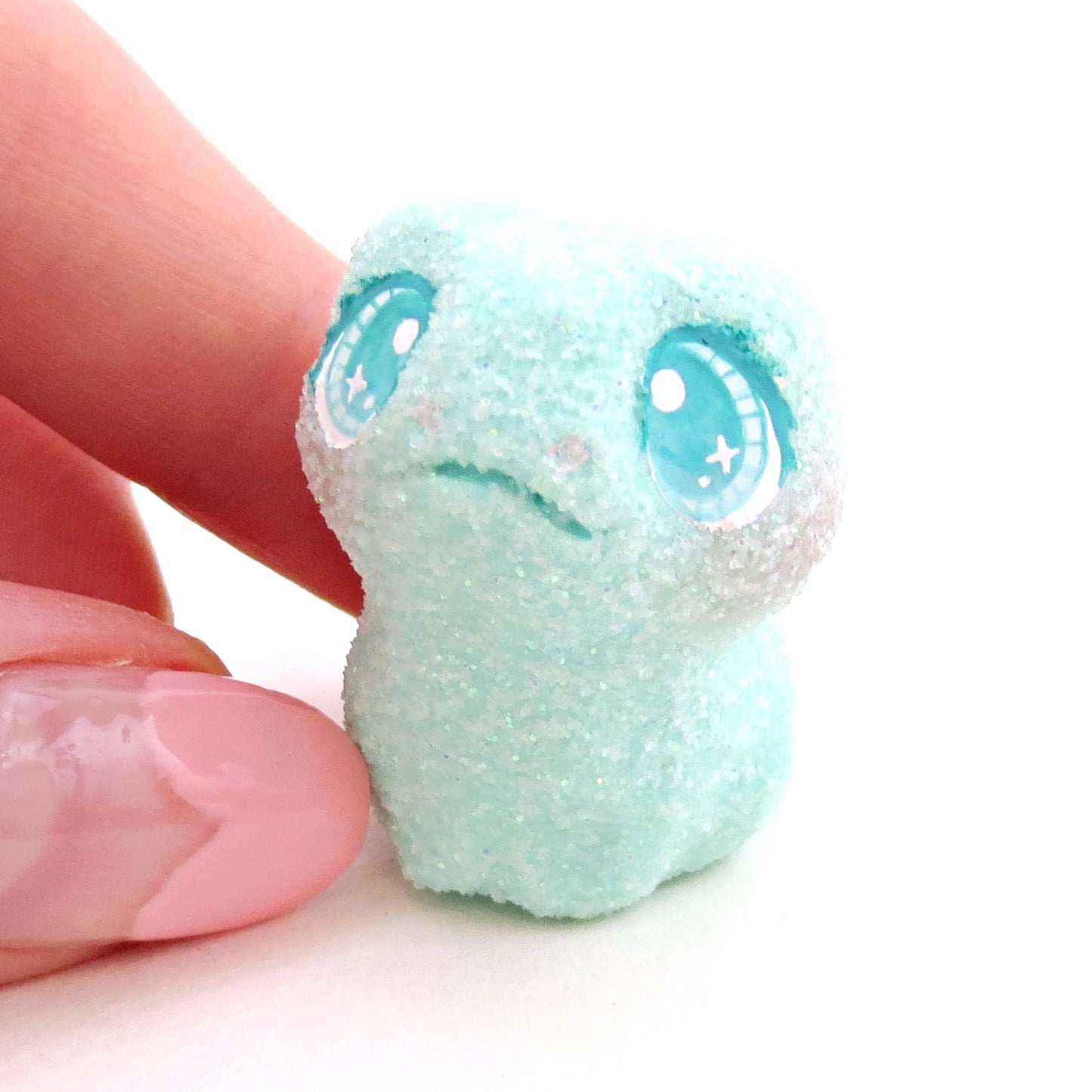 Glitter "Marshmallow" Frog Figurine - Polymer Clay Easter Animal Collection