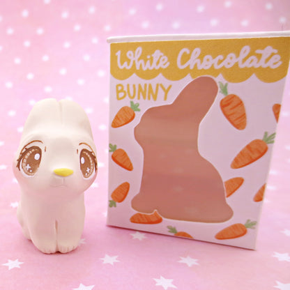 White Chocolate Bunny Figurine - Polymer Clay Easter Animal Collection