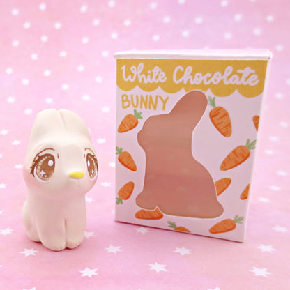 White Chocolate Bunny Figurine - Polymer Clay Easter Animal Collection