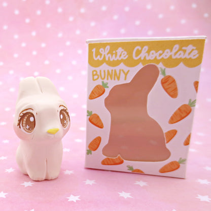 White Chocolate Bunny Figurine - Polymer Clay Easter Animal Collection