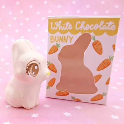 White Chocolate Bunny Figurine - Polymer Clay Easter Animal Collection