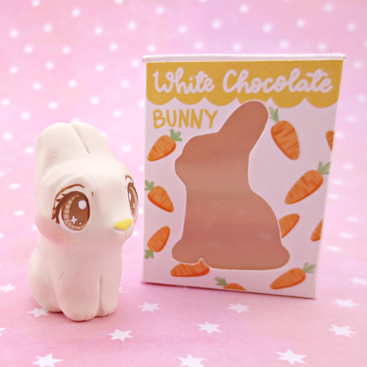 White Chocolate Bunny Figurine - Polymer Clay Easter Animal Collection