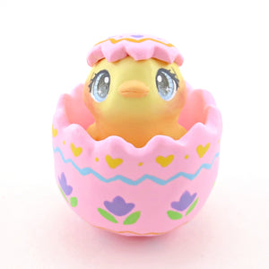 Chick in a Pink Easter Egg Figurine - Polymer Clay Easter Animal Collection