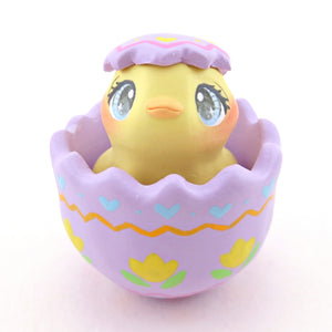 Chick in a Purple Easter Egg Figurine - Polymer Clay Easter Animal Collection